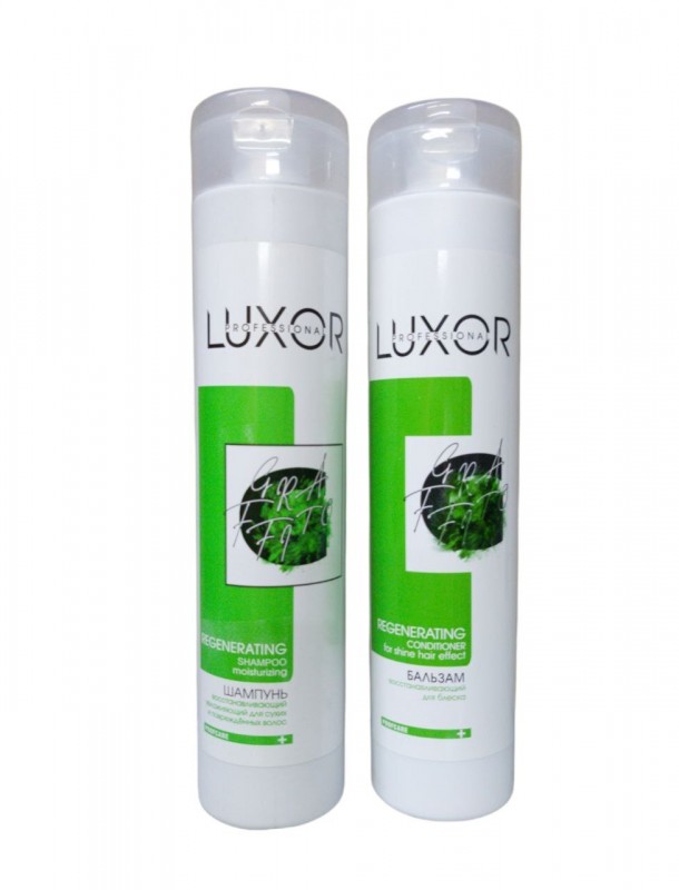 Набор шампунь восстанавливающий для сухих и поврежденных волос 300мл+бальзам для блеска 300мл LUXOR