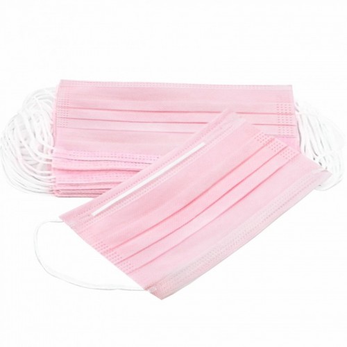 Маска на резинке трехслойная РОЗОВАЯ № 100